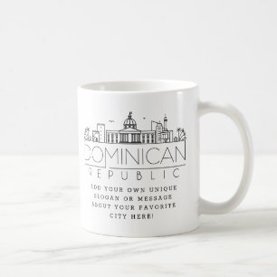 Dominican Rep. Stylised Skyline   Custom Slogan Coffee Mug
