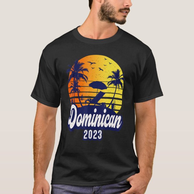 Dominican Republic 2023 Sunset Beach Retro T-Shirt (Front)