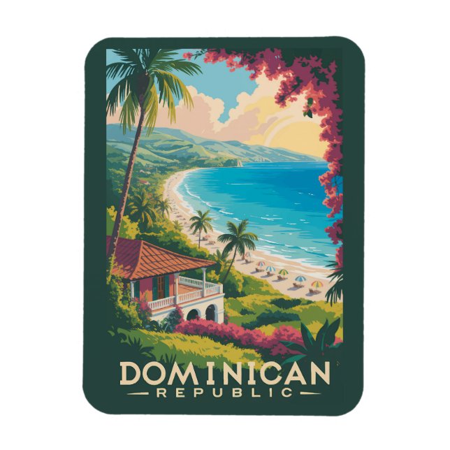 Dominican Republic Beach Illustration Travel Art Magnet (Vertical)