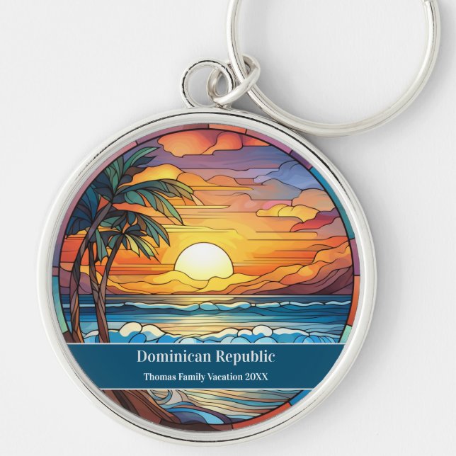 Dominican Republic Beach Vacation Key Ring (Front)