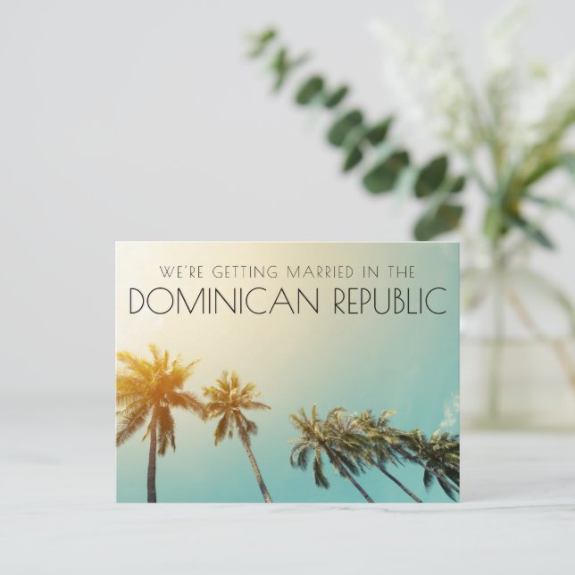 Dominican Republic Beach Wedding Save the Date Announcement Postcard (Standing Front)