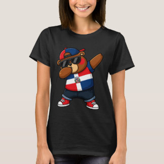 Dominican Republic Bear Patriotic Dabbing Dab Boys T-Shirt