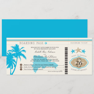 Dominican Republic Boarding Pass Palm Trees Invitation