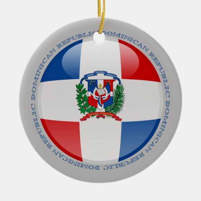 Dominican Republic Bubble Flag Ceramic Tree Decoration (Front)