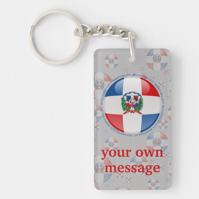 Dominican Republic Bubble Flag Key Ring (Front)