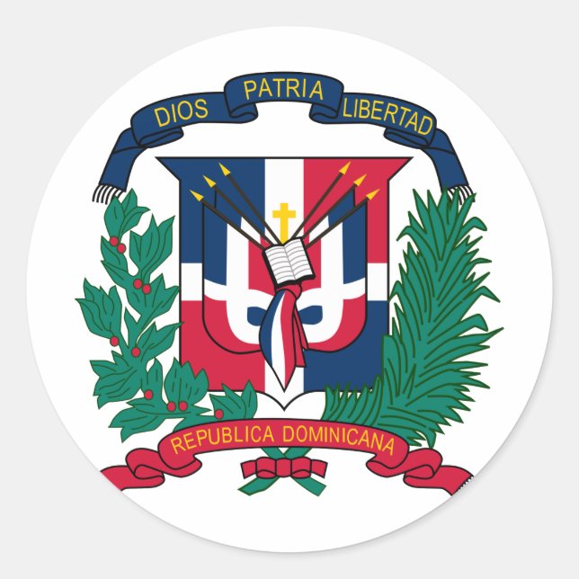 Dominican Republic Coat of arms  DO Classic Round Sticker (Front)