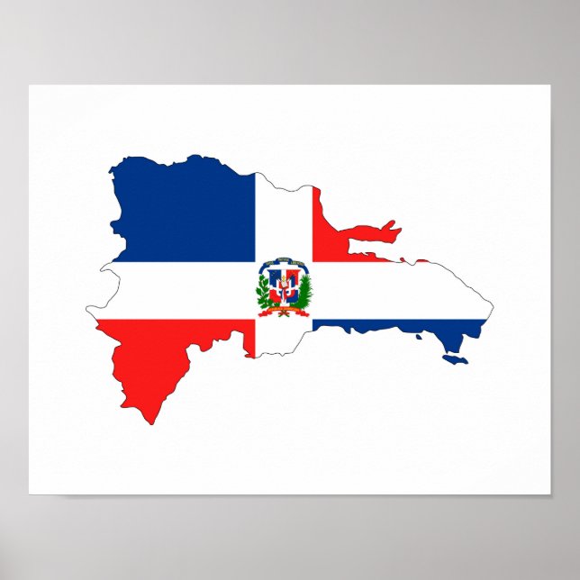 dominican republic country flag map shape symbol poster (Front)