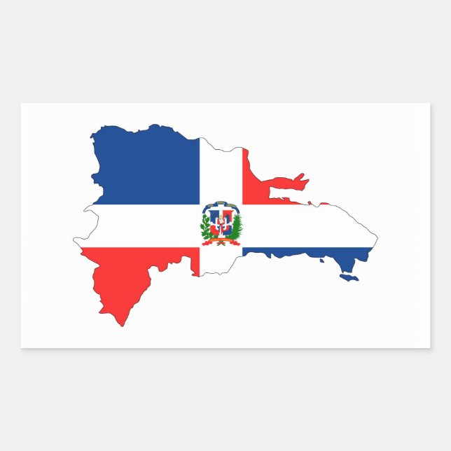 dominican republic country flag map shape symbol rectangular sticker (Front)