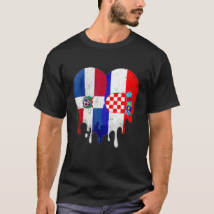 Dominican Republic Croatia Flag Heart Citizen Patr T-Shirt