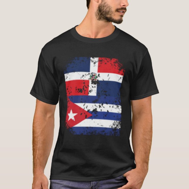 Dominican Republic Cuba Cuban Flag Dominicana Lati T-Shirt (Front)