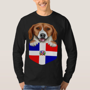 Dominican Republic Flag American Foxhound Dog In P T-Shirt