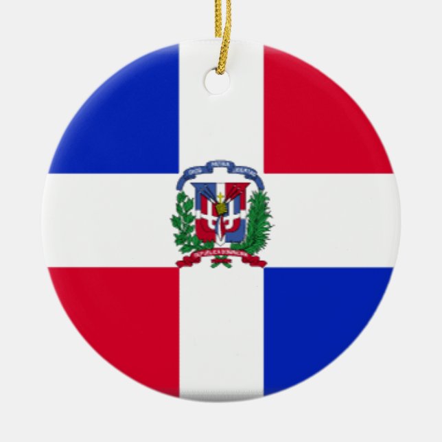 Dominican Republic Flag Ceramic Tree Decoration (Front)