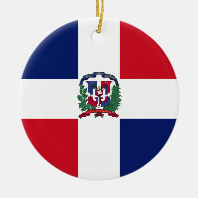 Dominican Republic Flag Ceramic Tree Decoration (Front)