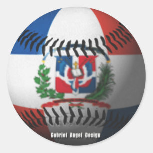 Dominican Republic Flag Covered Baseball Classic Round Sticker