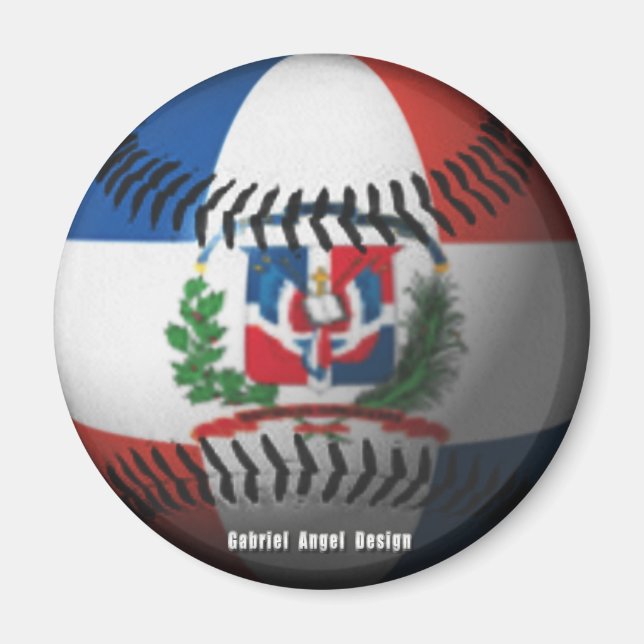 Dominican Republic Flag Covered Baseball Magnet (Front)