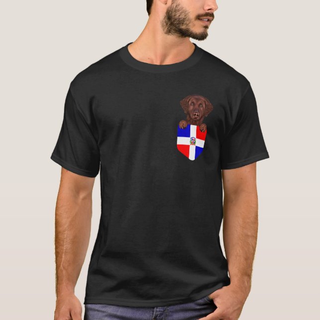 Dominican Republic Flag Curly Coated Retriever Dog T-Shirt (Front)
