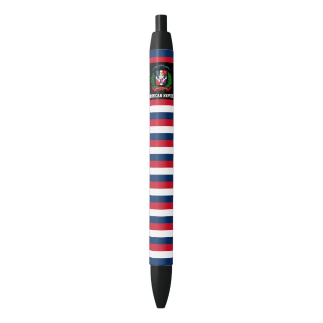 Dominican Republic Flag Cute Patriotic Black Ink Pen (Front Vertical)
