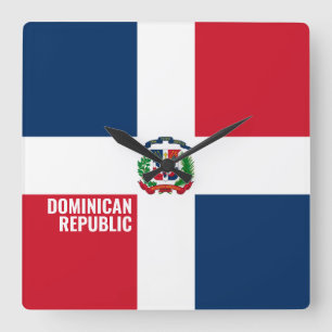 Dominican Republic Flag Dazzling Patriotic Square Wall Clock