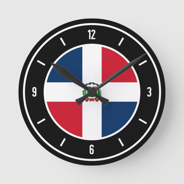 Dominican Republic Flag Elegant Round Clock (Front)