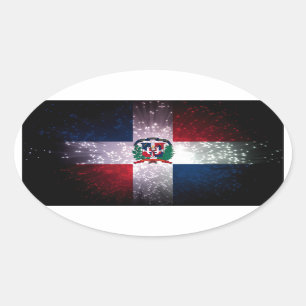 Dominican Republic Flag Firework Oval Sticker