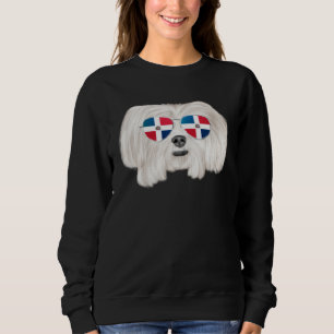 Dominican Republic Flag Maltese Dog Pocket Sweatshirt