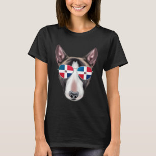 Dominican Republic Flag Miniature Bull Terrier Dog T-Shirt