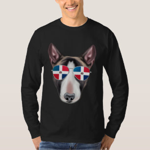 Dominican Republic Flag Miniature Bull Terrier Dog T-Shirt