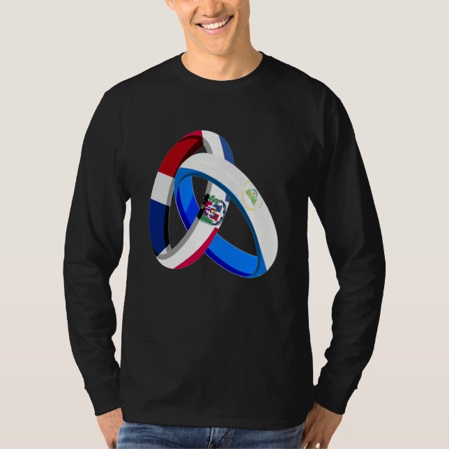 Dominican Republic Flag Nicaragua Ring Marriage We T-Shirt (Front)