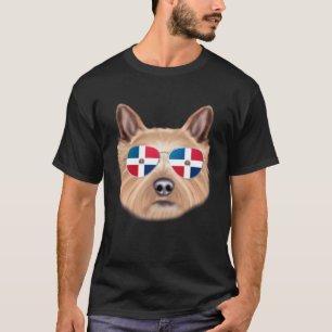 Dominican Republic Flag Norwich Terrier Dog Pocket T-Shirt