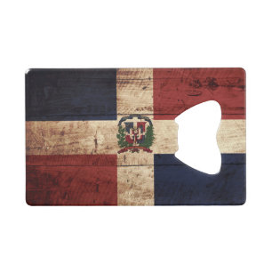 Dominican Republic Flag on Old Wood Grain
