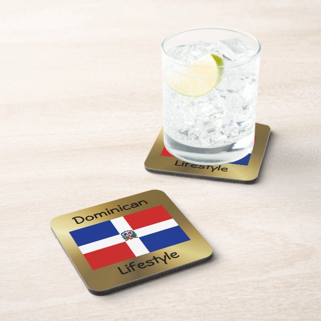 Dominican Republic Flag+Text Coaster (Right Side)