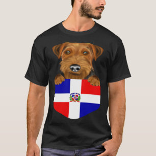 Dominican Republic Flag Welsh Terrier Dog In Pocke T-Shirt