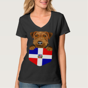 Dominican Republic Flag Welsh Terrier Dog In Pocke T-Shirt