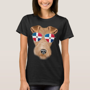 Dominican Republic Flag Wire Fox Terrier Dog Pocke T-Shirt