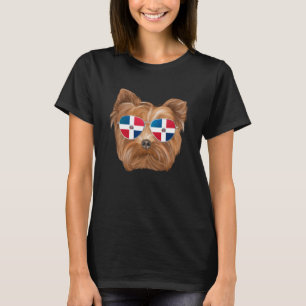 Dominican Republic Flag Yorkshire Terrier Dog Pock T-Shirt