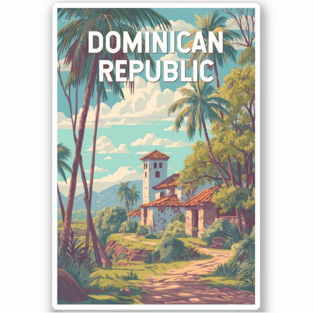 Dominican Republic Illustration Travel Art Vintage (Front)