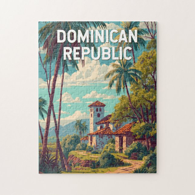 Dominican Republic Illustration Travel Art Vintage Jigsaw Puzzle (Vertical)