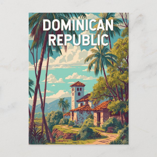 Dominican Republic Illustration Travel Art Vintage Postcard (Front)
