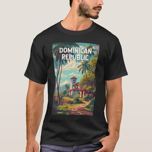 Dominican Republic Illustration Travel Art Vintage T-Shirt (Front)
