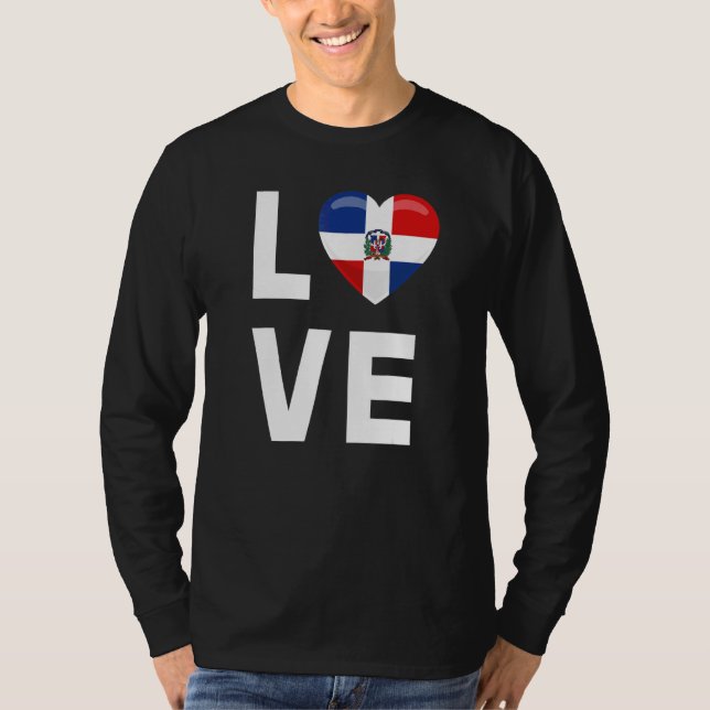 Dominican Republic Love  Dominican Republic Flag T-Shirt (Front)