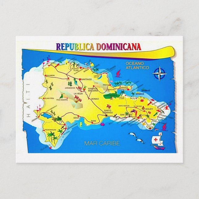 Dominican Republic Map Postcard (Front)