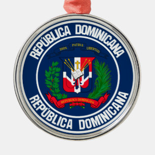 Dominican Republic Round Emblem Metal Tree Decoration