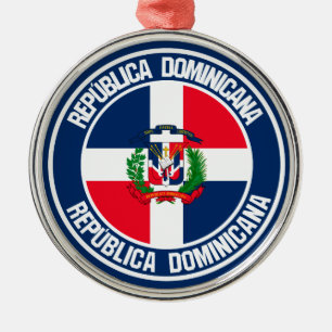 Dominican Republic Round Emblem Metal Tree Decoration