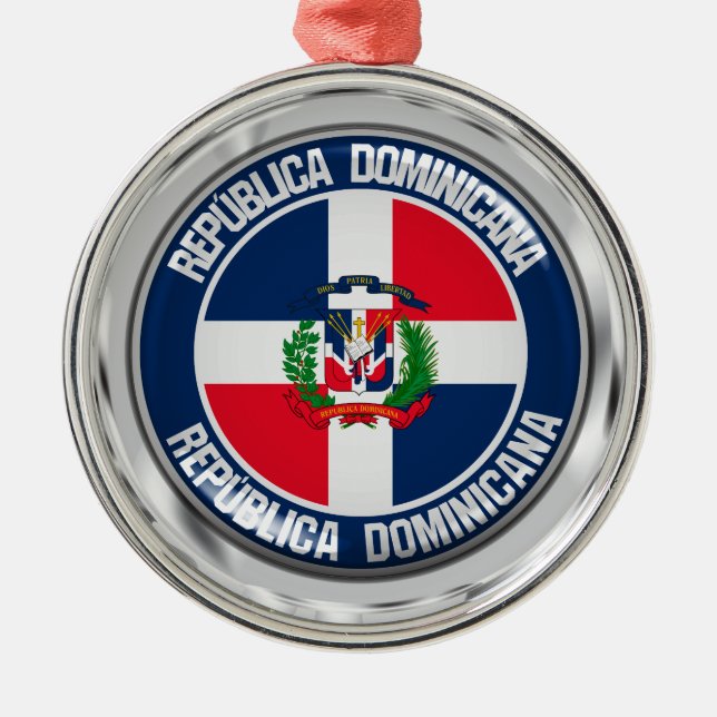 Dominican Republic Round Emblem Metal Tree Decoration (Front)