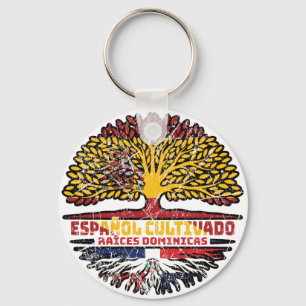 Dominican Republic Spain Spanish Tree Roots Flag Key Ring