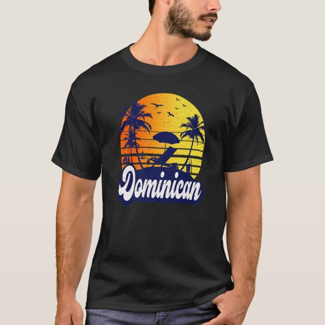 Dominican Republic Sunset Beach Retro Premium T-Shirt (Front)