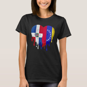 Dominican Republic Venezuela Flag Heart Citizen Pa T-Shirt