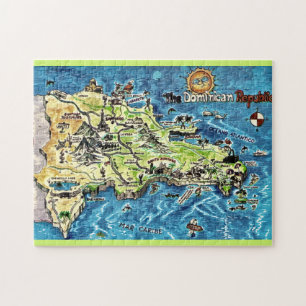 Dominican Republic Vintage 11x14 Map Jigsaw Puzzle