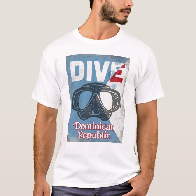 Dominican Republic Vintage Scuba Diving Mask T-Shirt (Front)