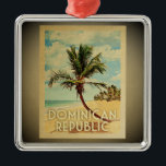 Dominican Republic Vintage Travel Ornament<br><div class="desc">A cool vintage style Dominican Republic ornament featuring a palm tree on a sandy beach with blue sky and ocean.</div>